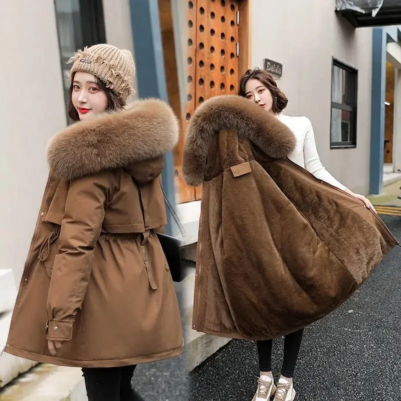topsJaket musim sejuk bulu wanita, jaket bertudung hangat, dibarisi bulu, langsing dan nipis, fesyen 2024TOPS Blazer