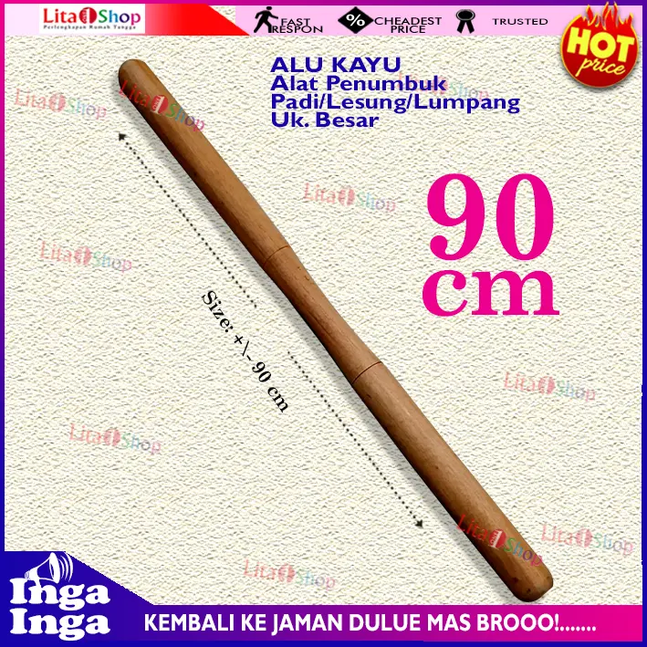 ALU KAYU Alat Penumbuk Padi/Lesung/Lumpang Uk. Besar Panjang 0