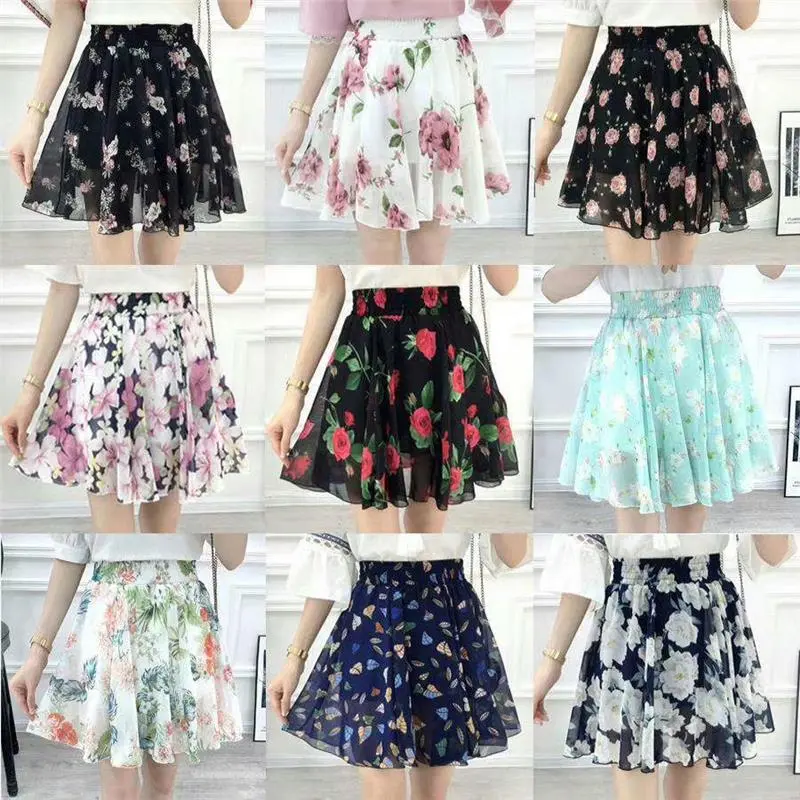 Chân Váy Hoa, Cỡ Nhỏ Dành Cho Nữ, Hàng Mới Về Mùa Hè 2023, Kiểu Culottes Chữ A, Cạp Cao, Phong Cách Hàn Quốc, Váy Ngắn Voan In Họa Tiết, Cỡ Lớn