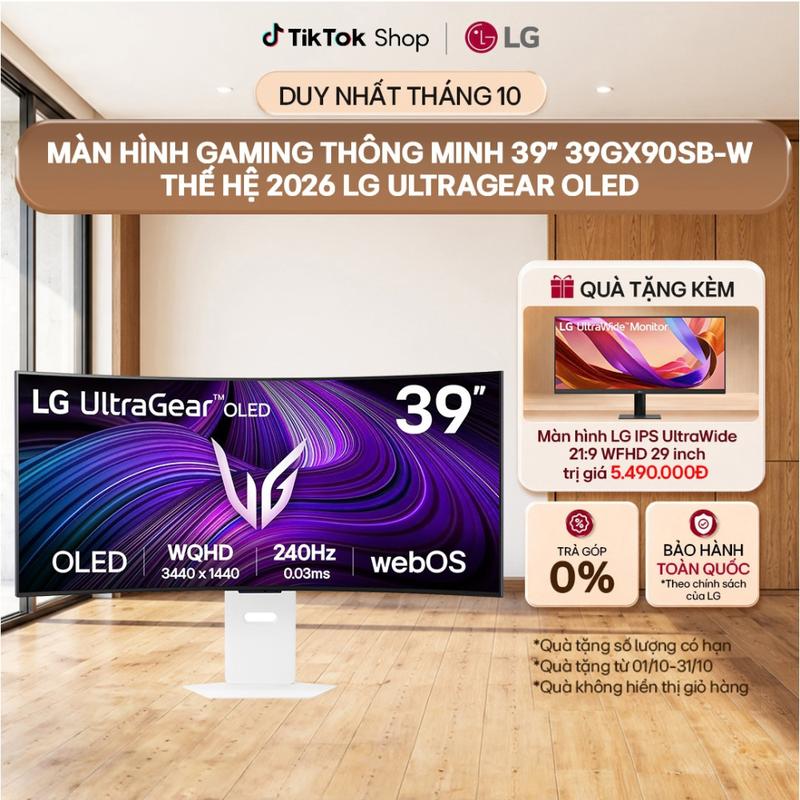 Màn hình Gaming thông minh 39" 39GX90SB-W thế hệ 2026 LG UltraGear OLED WQHD 240Hz 0.03ms, cong 800R, hệ điều hành webO26