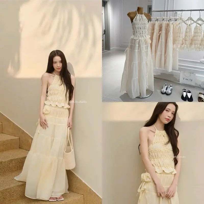 [TẠM HẾT HÀNG] ÁO CỔ YẾM VÀ CHÂN VÁY MAXI