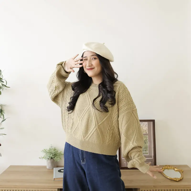 Midun.project - Yuriko Crop Cable Atasan Rajut Wanita Korean Style 5