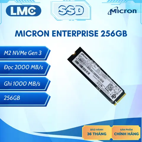 Ổ cứng thể rắn SSD MICRON Enterprise M2 NVMe 2280 Gen3x4 256GB - Chỉ dùng cho Intel - Đọc ghi nhanh, tiết kiệm chi phí, bảo hành chính hãng 36 tháng