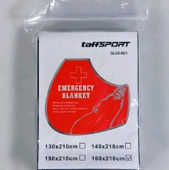 TaffSPORT Selimut Darurat Emergency Survival Blanket Heat Insulation 160x210cm - SL03-001 - Silver