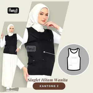 Singlet Umroh Wanita Renda Berkantong 2 Hitam | Dalaman Haji Umroh Wanita Muslimah Bahan Cardet