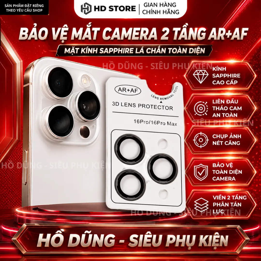 [ 2 TẦNG Sapphire ] Bảo Vệ Mắt Camera 2 Tầng AR + AF ( ANTI - FOG ) Phủ Sapphira Siêu Trong Suốt - Chống Trầy - Chống Va Đập - Có Đầu Tháo Cam dành cho điện thoại