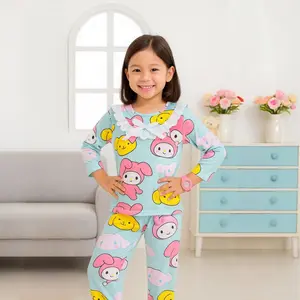 Setelan Baju Tidur Piyama Kaos Harian Anak Perempuan Fashion  Lembut & Nyaman Motif Cerah dan Ceria