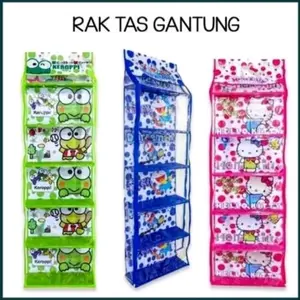 Rak tas gantung resleting 6 susun karakter