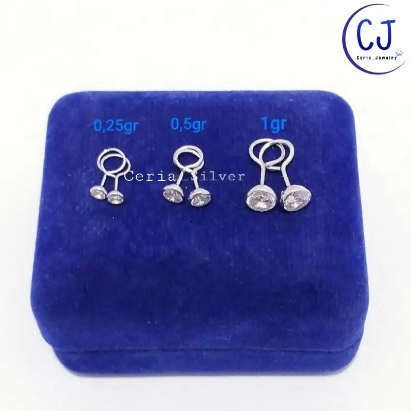 Anting Perak Asli Silver 925 Lapis Emas Putih Model Toge
