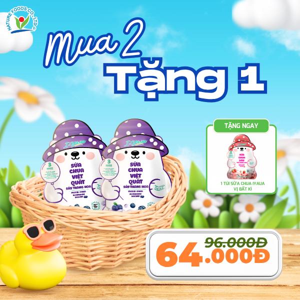 Sữa Chua Sấy Thăng Hoa IYaua Gấu Hạt Nút Vị Việt Quất Túi 16G
