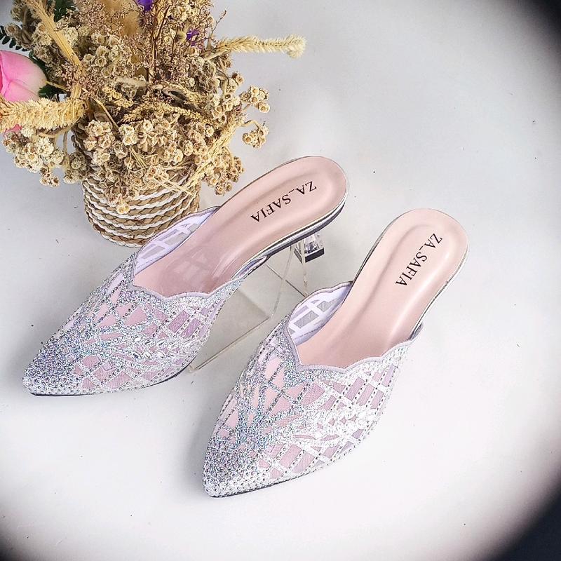 Product Introduction of ZA-SAFIA Sepatu Bapau Heels Wanita Kekinian Full Payet - SN09 4
