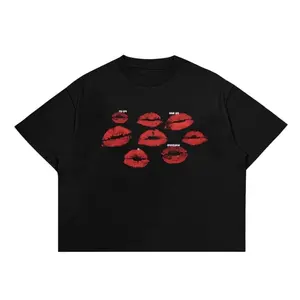 vdszbbn Kaos Pria Wanita T-Shirt | Boxy | Dyras | Black Atasan Kasual Pria wanita Lengan Pendek Longgar Korea Style Favriopyflbu