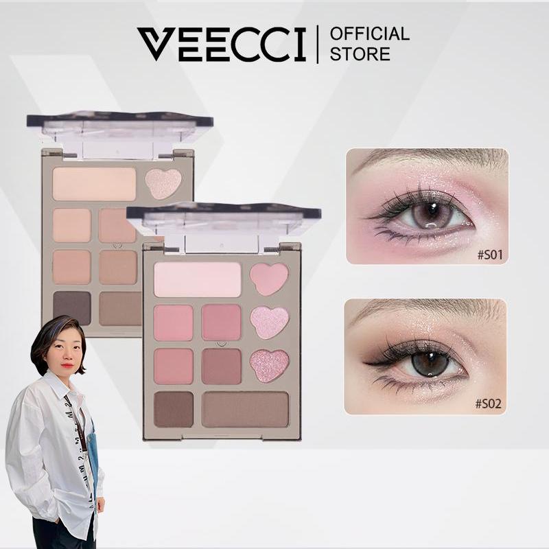 【TRANG BỐNG VEECCI Bảng Phấn Mắt 10 Ô Bảng Phấn Mắt Hồng Nhũ Lâu Dài Trang Năng Mịn Dễ Tán MINI4.2g