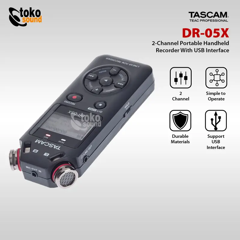 Tascam DR-05X (HANDHELD LINEAR PCM RECORDER W/ AUDIO INTERFACE) 2