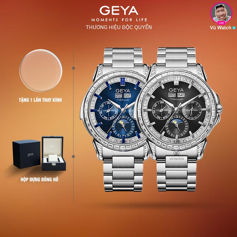 Đồng hồ cơ nam GEYA G78163 [7678] KIM LOẠI | Tặng 1 lần thay kính miễn phí