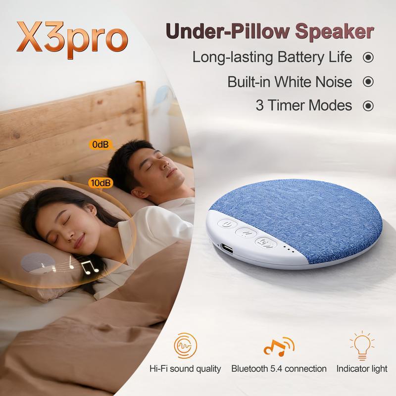 Loa X3 Pro đặt dưới gối để ngủ, loa giường siêu mỏng (dày chỉ 1 cm), Bluetooth 5.4 với âm thanh HiFi, hoàn hảo cho các bộ phim trước khi đi ngủ, nhạc và chơi game, nghe riêng tư mà không làm phiền người bạn đời.