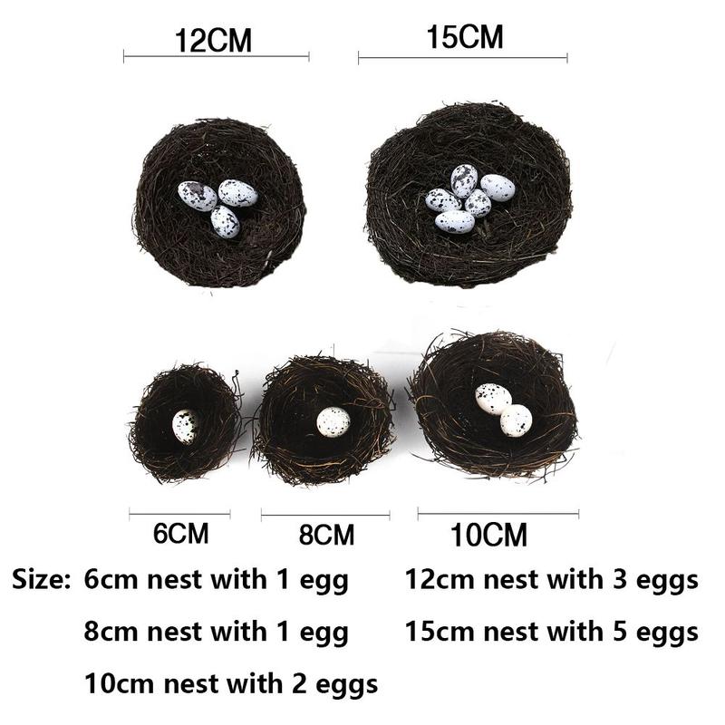 1 Set Creative Photography Props Home Decoration Fake Eggs Toad Vine Woven Straw Roost Artificial Birds Nest 2