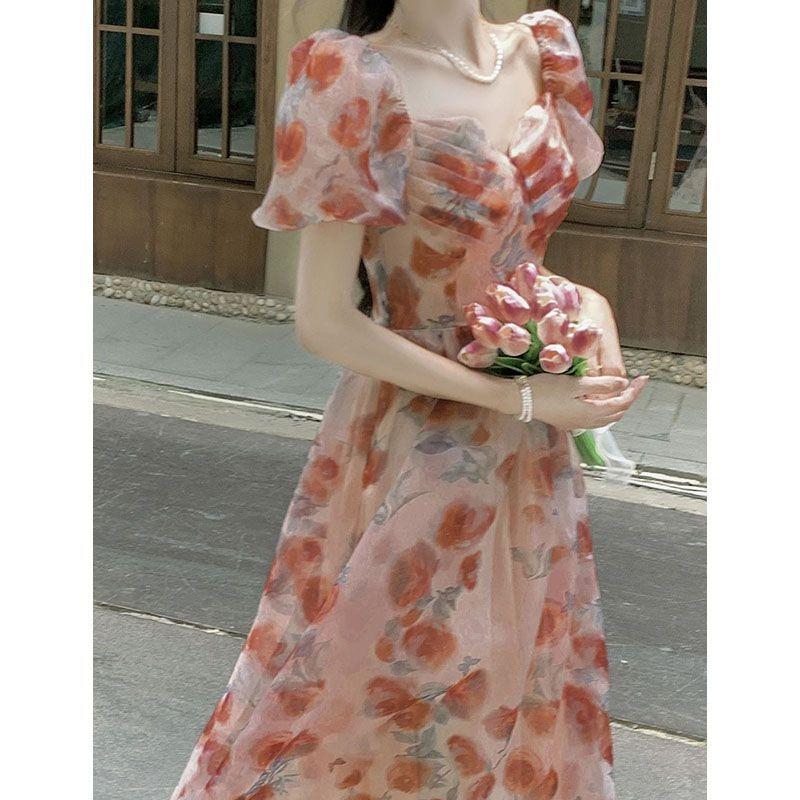 Product Introduction of French floral dress 2024 summer new style women's high-end elegant temperament retro niche unique skirt trend 16