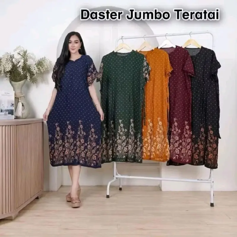 Paket Jombo 100rb Dapat 4pcs Bahan Rayon Premium Super Adem Nyaman Dipakai Sehari Hari Busui Friendly Daster Jumbo Kancing Depan Daster Rayon Bumil Dress dastertik tok Tidur Motif Batik 0