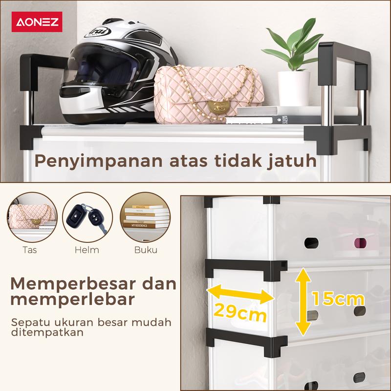 Product Introduction of 【30Hari Garansi】Aonez Rak sepatu dan topi anti debu Rak Gantungan Baju Stand Hanger Rak Sepatu Penyimpanan Jaket Topi Rak Jemuran Baju Rak Sepatu Sandal Rak 3