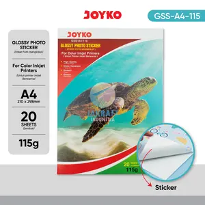 (20 Lembar) Kertas Foto Stiker A4 / 8R Tebal 160 Gsm Gram JOYKO GSS-A4-115 Glossy Photo Sticker Paper