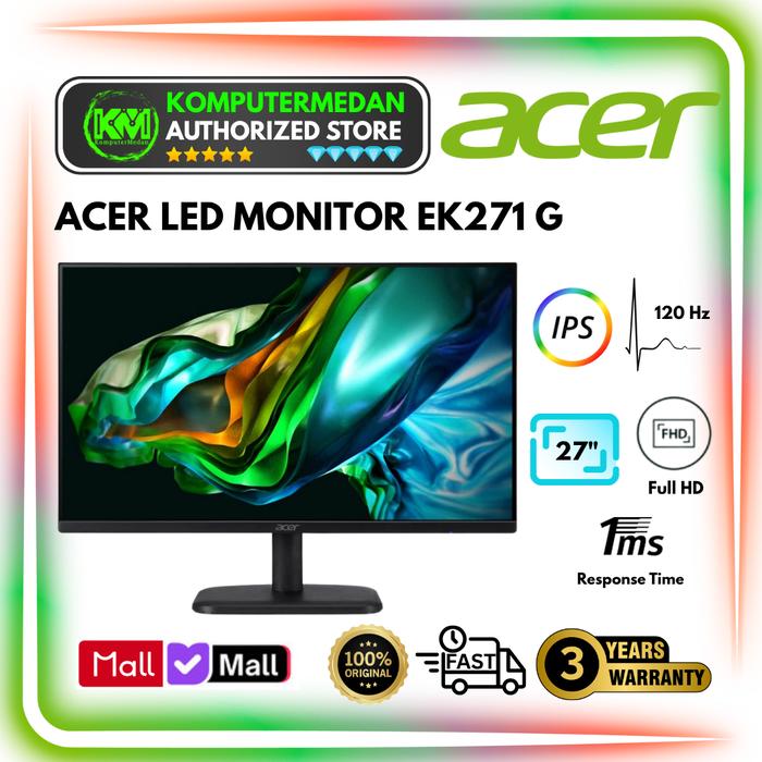 Gambar Monitor LED ACER EK271 G EK271G 271G  27" FHD 120Hz 1ms IPS LED - LED ONLY dari KomputerMedan OS Kota Medan Tokopedia