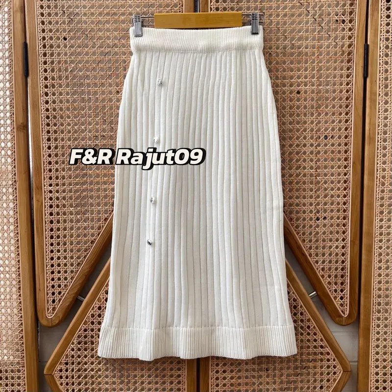 Alexa Rok Span Knit Rajut Pendek Premium Wanita Motif Kancing Jalur Kekinian 4