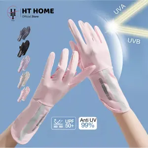 Sarung Tangan Motor Wanita Anti UV Ice Silk Gloves Panjang 28cm, Nyaman, Anti Selip, Layar Sentuh, Anti Air, Half Finger