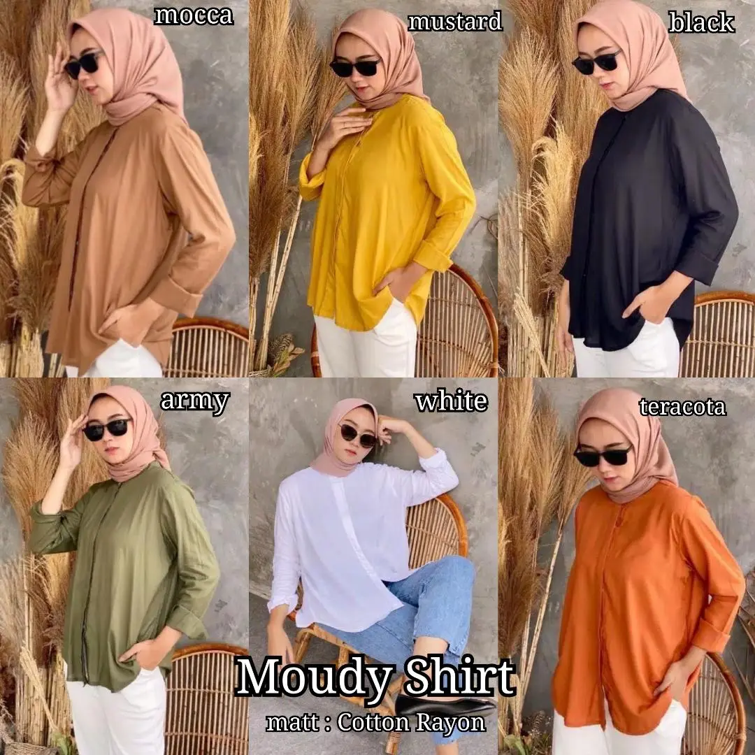 Moudy shirt / kemeja wanita bahan rayon / kemeja oversize