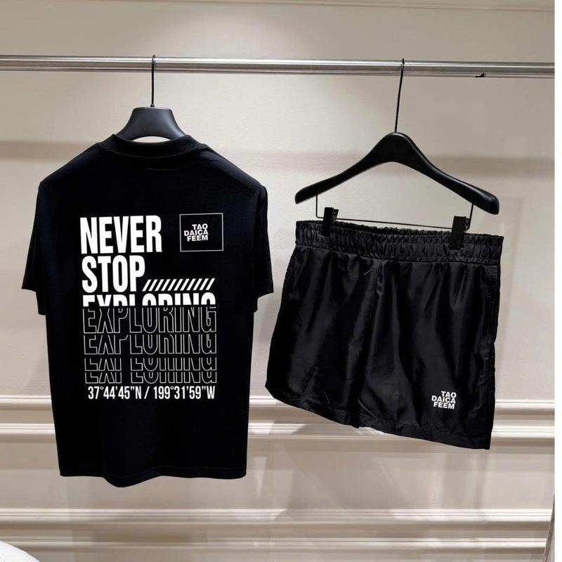Bộ Never Stop chất cổ tròn chất Cotton quần gió mẫu mới nhất 2026