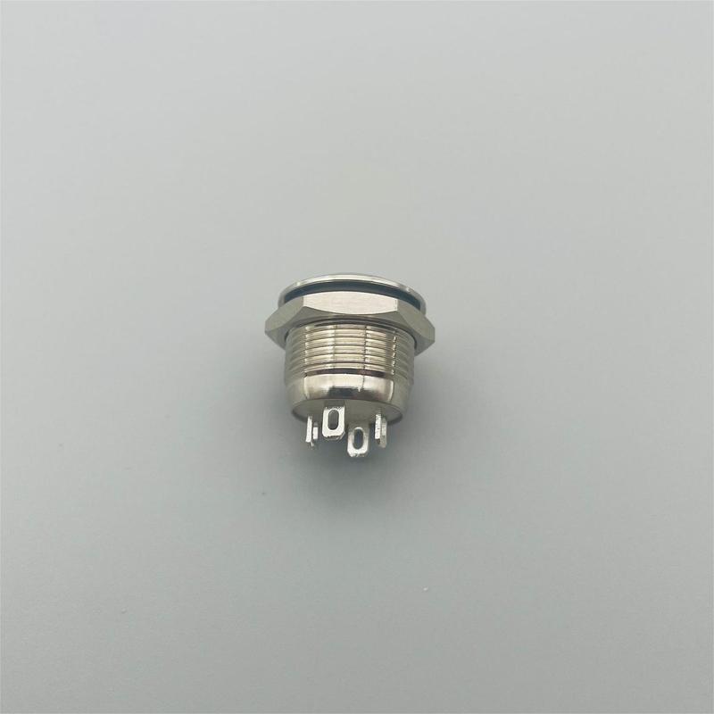 Metal button switch opening 12mm light touch power symbol flat head self resetting 1