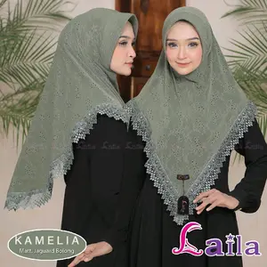 Laila Hijab Instan Renda Kamelia by Laila Matt Jersey Katbol dengan Detail Renda Elegan dan Nyaman untuk Penggunaan Sehari-hari