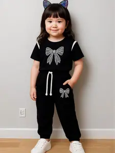 Setelan anak perempuan Baju anak perempuan motif Pita terbaru baju anak perempuan usia 12 tahun