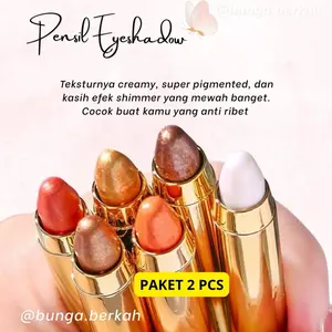 2pc Eyeshadow Pencil 2in1 Brush Spons Matte Glitter Highlighter Shimmer Pigmented Tahan Lama Glitter Pen Eyeshadow Stick Pigmented Anti Ribet / Eyeshadow Pencil Long Lasting