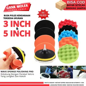 Busa Poles Serbaguna | Sponge Polishing 5 Inch & 3 Inch 12Pcs / Busa Poles Mobil & Motor Set Pad Car Kendaraan