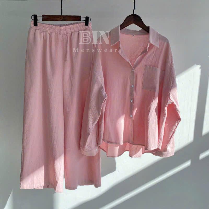 Sét bộ xinh sang chảnh vải đũi tơ, đồ bộ mùa hè sang chảnh cho nữ áo sơ mi kiểu dáng Hàn Quốc mặc đi chơi, đi biển, đi du lịch