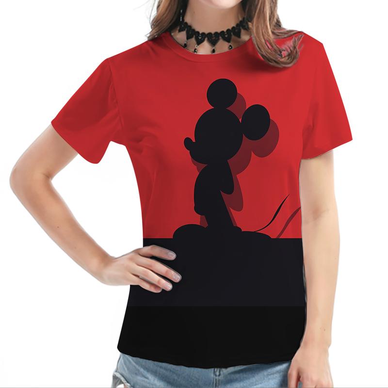 Mickey Mouse and Minnie Mouse T-shirts for Women, Kawaii T-shirts for Women, Round Neck T-shirts for Women, Casual Tops for Girls, New Fashion 2025 5