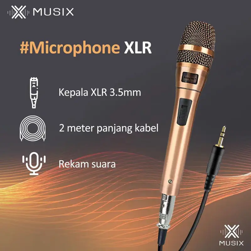 MUSIX - Mikrofon Genggam Perunggu Gandum 3,5 MM Mikrofon Genggam Speaker Langsung Kondensor Komputer Mikrofon Berkabel 0