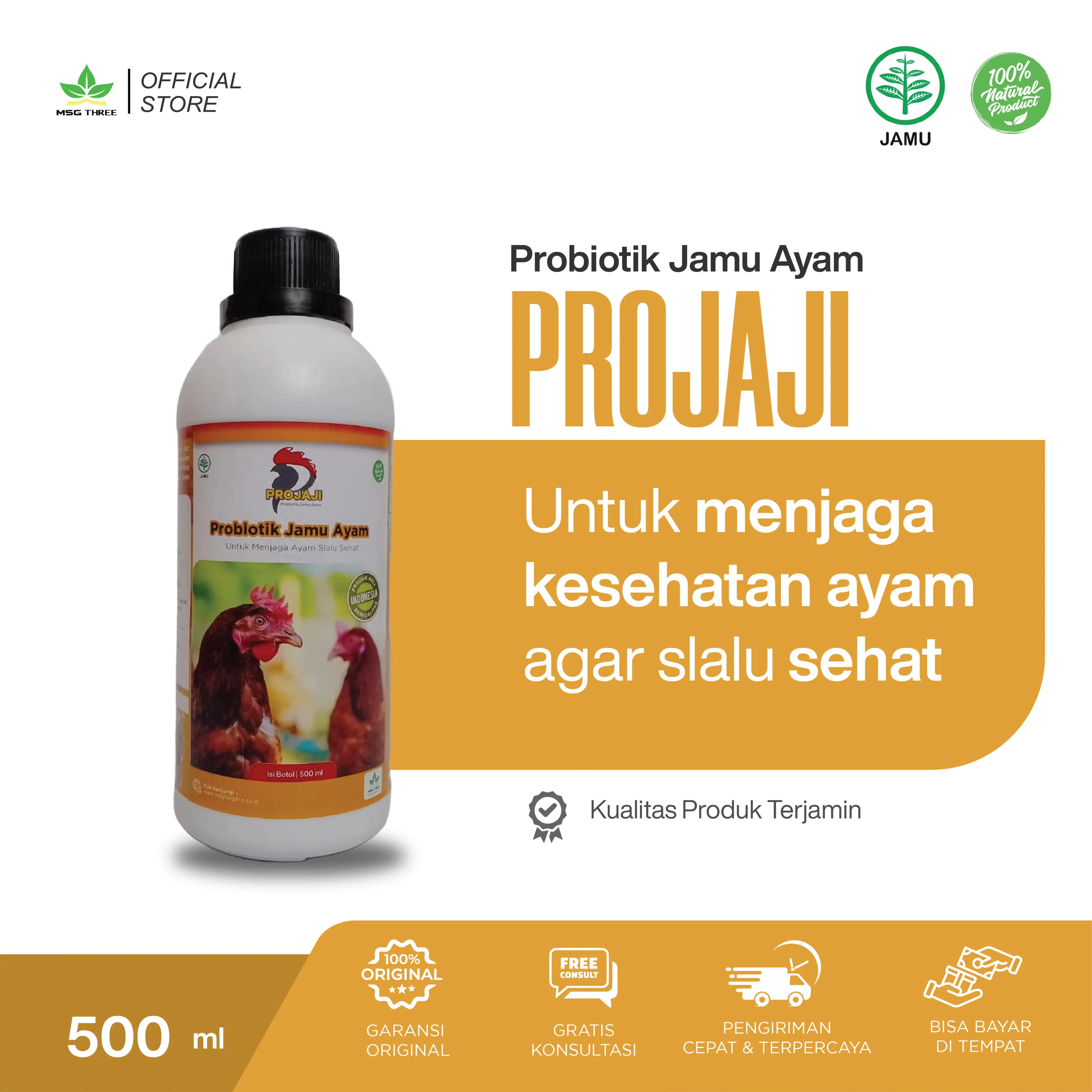Projaji msg 3 Membantu menambah daya tahan tubuh dan menambah nafsu makan ayam  500ml jamu ayam kampung penggemuk vitamin obat cacingan