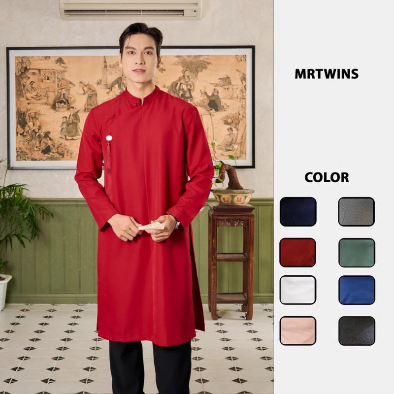  Không Kèm Theo Quần  Áo Dài Nam Ngũ Thân Truyền Thống Form Rộng Cúc Bọc Tròn Thương Hiệu Mr Twins Menswear Cotton 