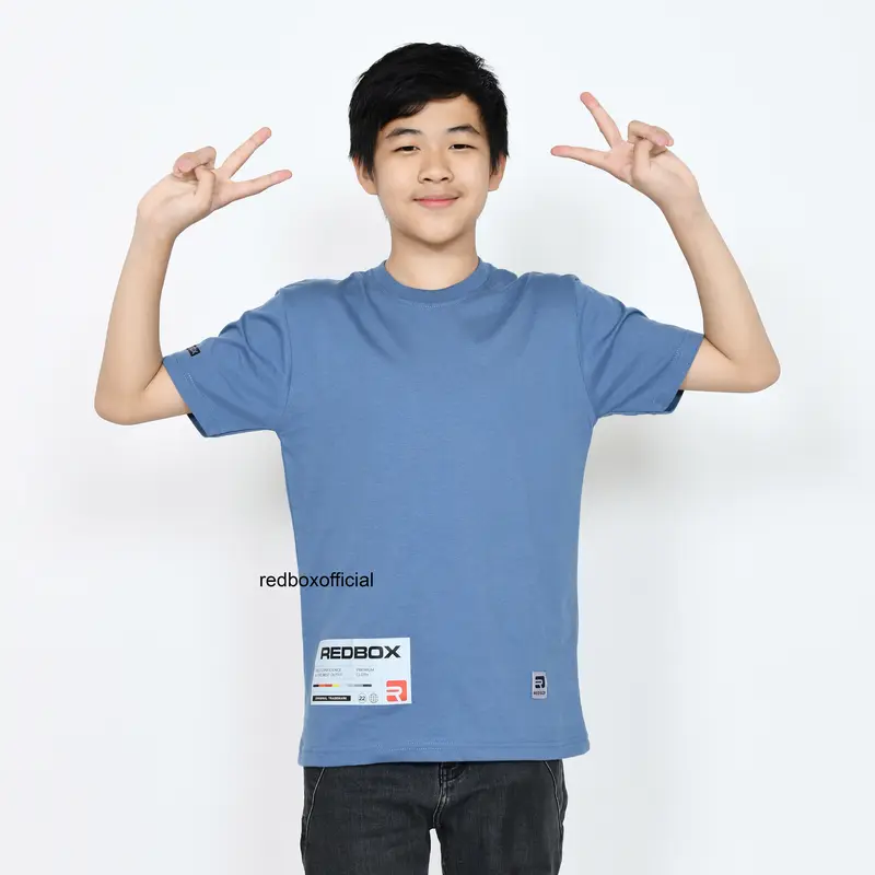 Baju Kaos Anak Tanggung Laki Laki Premium Distro Kekinian Clothing Karakter Katun Combed Biru Denim REDBOX Original Fashion 0