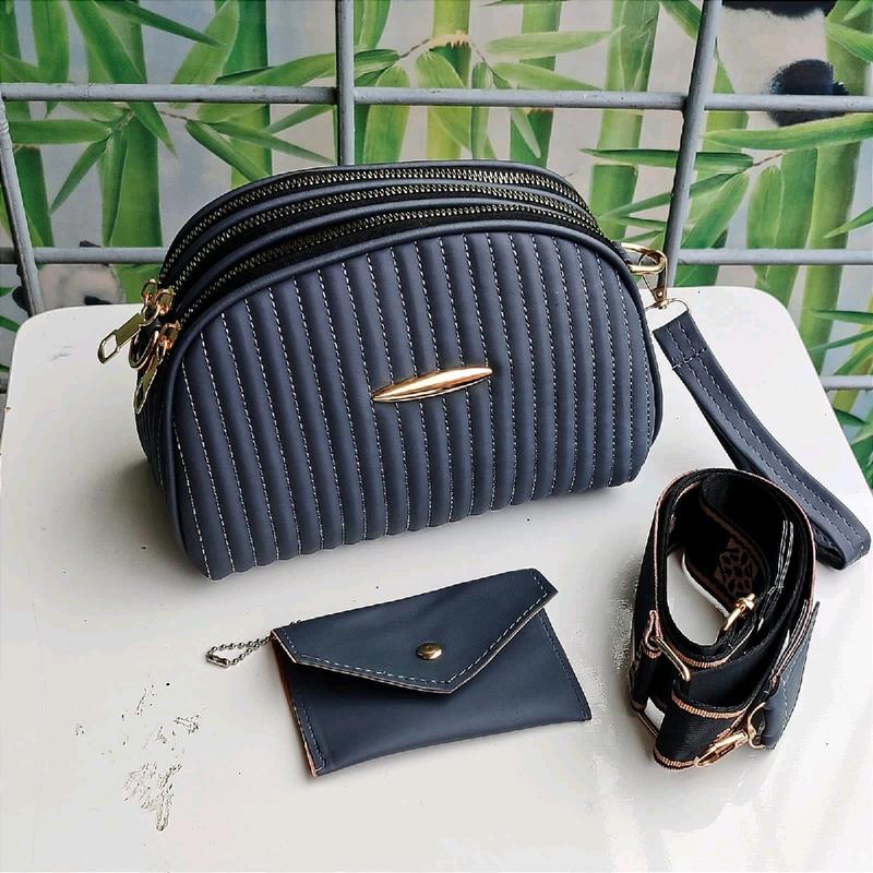 Tas slempang wanita 3 ruang bordir salur tali strap free dompet kode alexa terbaru 7