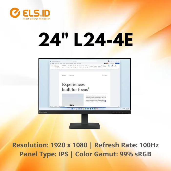 Gambar Monitor Lenovo LED L24-4E 24" Full HD IPS 100Hz 99% sRGB dari Els Computer Kota Yogyakarta Tokopedia