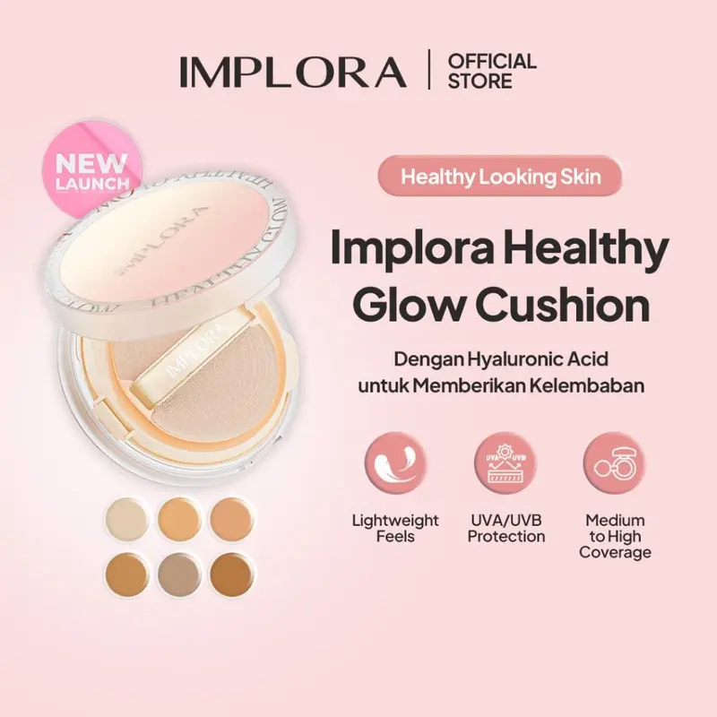 IMPLORA Healthy Glow Cushion 13gr - Lightweight Feels | UVA/UVB Protection | Medium To High Coverage Concealer Foundation 1