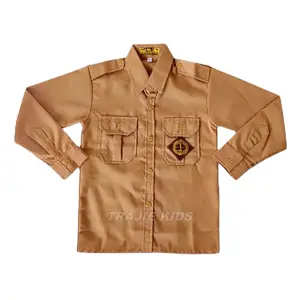Baju Pramuka Penggalang Lengan Panjang Anak Laki Perempuan SD/MI Bordir Detail Ukuran 7-16 Fashion Rapi Sopan Seragam Sekolah