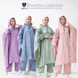 ZOTTA Jas Hujan Wanita Ponco Kelelawar Aesthetic Pastel Lucu Stelan Celana