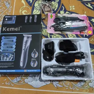 Kemei KM-1407 Alat Cukur Rambut Portable 3 in 1 Multifungsi dengan 3 Clipper & Bonus Gunting Sasak Set GARANSI 2 TAHUN