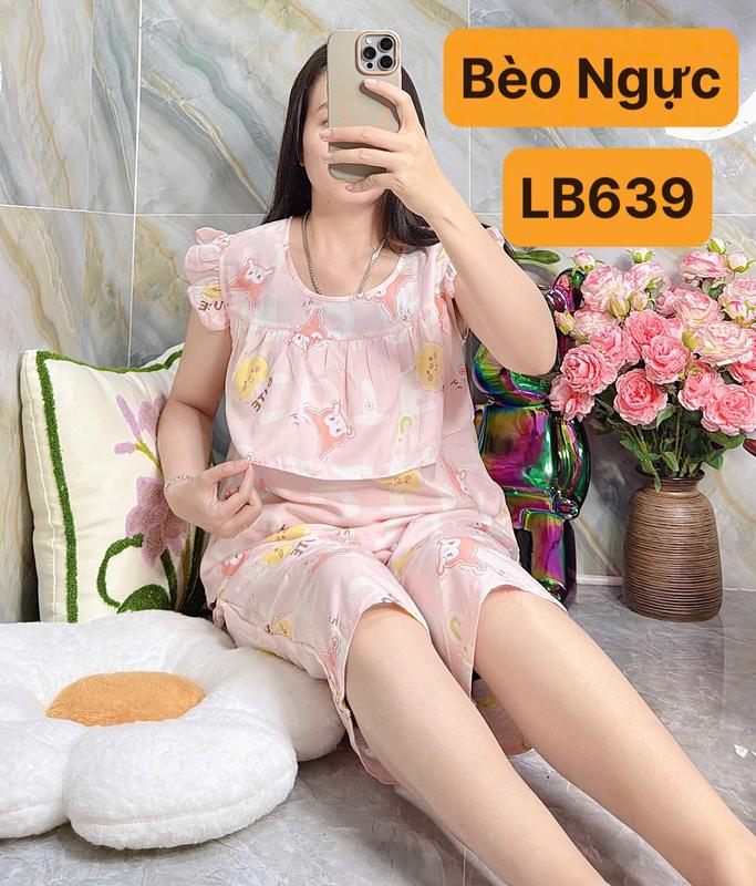 Bộ tole lanh nữ lửng cánh tiên có bèo ngực loại tốt 42-85kg, đồ bộ mặc nhà tole 2 da