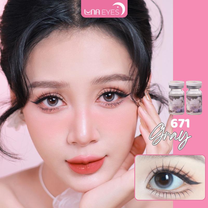 6m Lens mắt 671 Gray màu xám filter viền xám nhạt tự nhiên size nhỏ - thương hiệu LUNA EYES