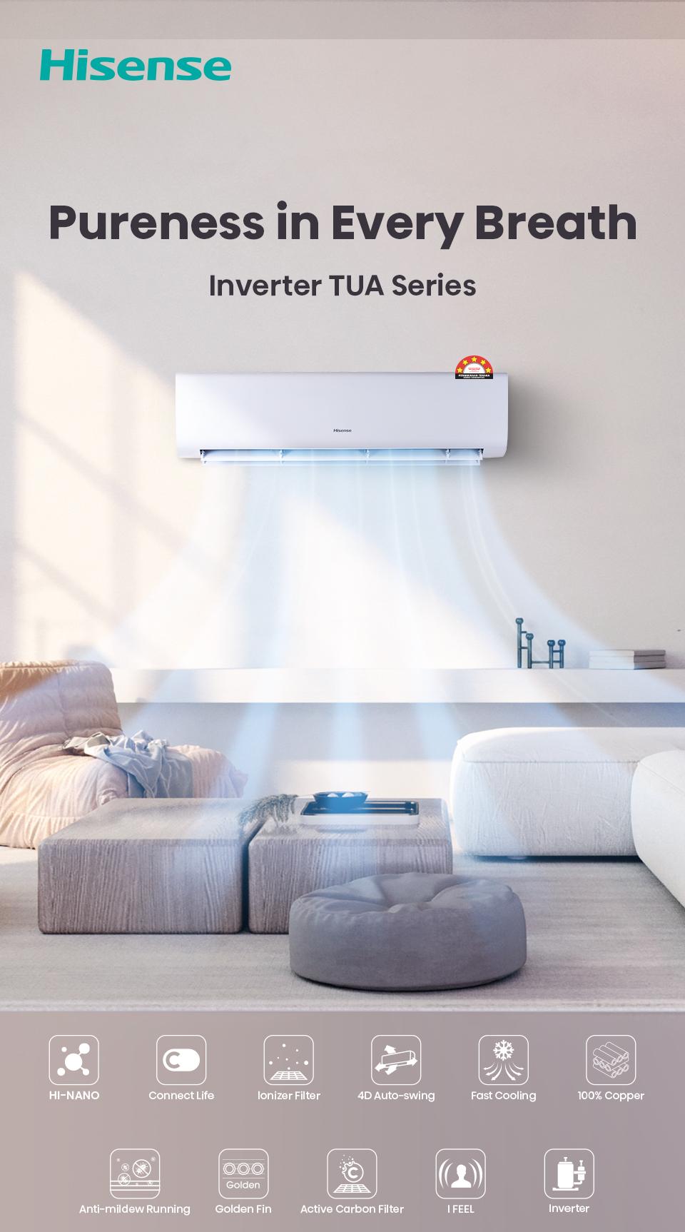 [2026 Series] Hisense X5TUA R32 5 Star Inverter Aircond AS10X5TUA ...
